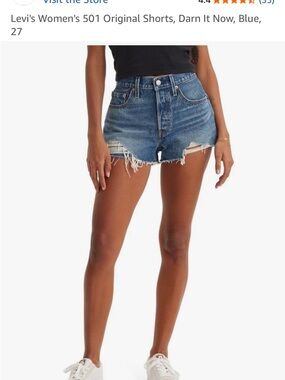 Levi's Blue Distressed High-Rise Denim Shorts